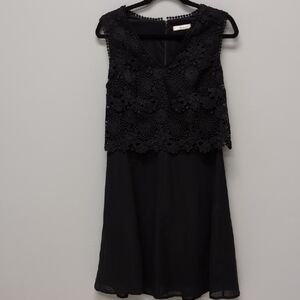 EUC Miss Etam Size Medium Black Sleeveless Midi Dress With Lace